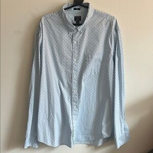 J.Crew Men's Organic Cotton Poplin Slim Fit Lt.Blue/Navy Polka Dots Casual Shirt